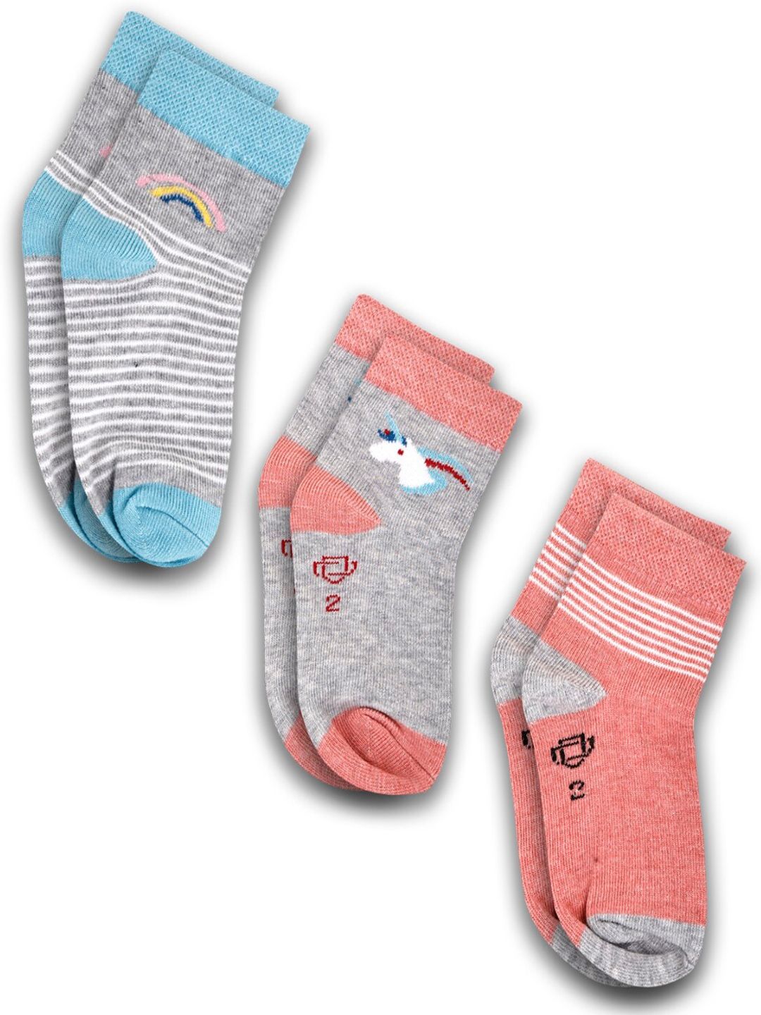 Dollar Socks Kids Pack Of 3 Assorted Patterned Cotton Ankle-Length Socks-picture-13