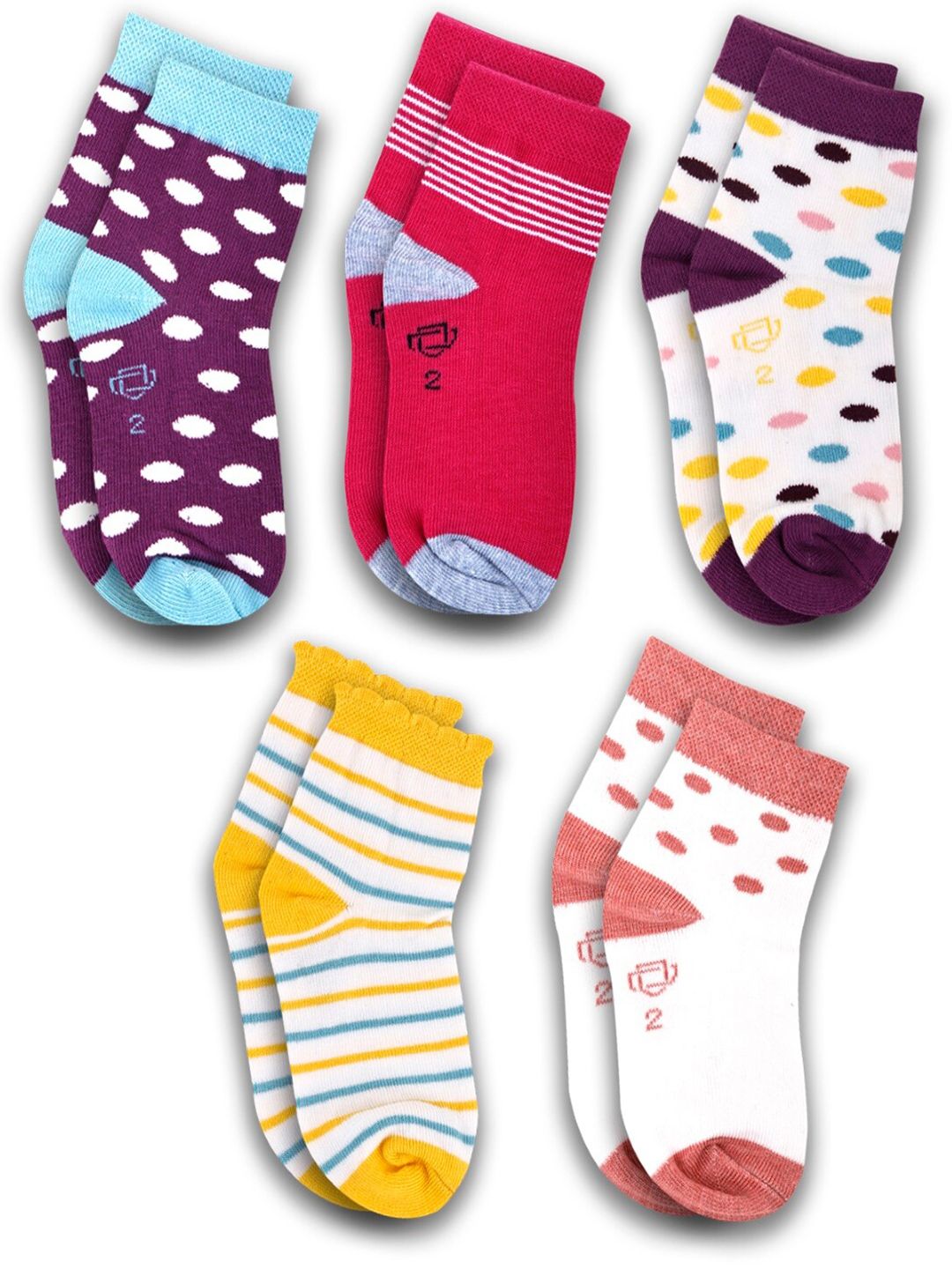 Dollar Socks Kids Pack Of 5 Assorted Cotton Ankle-Length Socks
