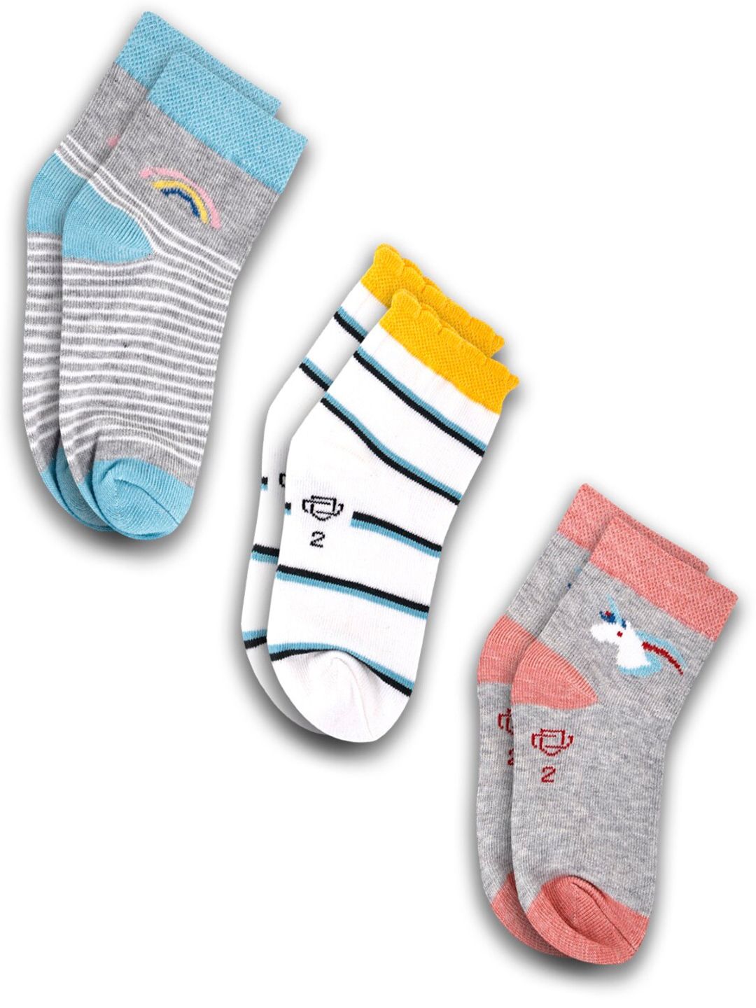 Dollar Socks Kids Pack Of 3 Assorted Patterned Cotton Ankle-Length Socks-picture-57