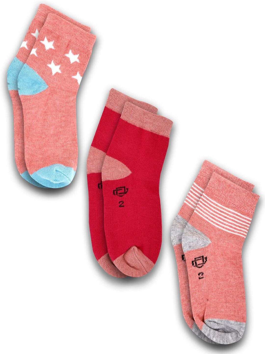 Dollar Socks Kids Pack Of 3 Assorted Cotton Ankle Length Socks-picture-51