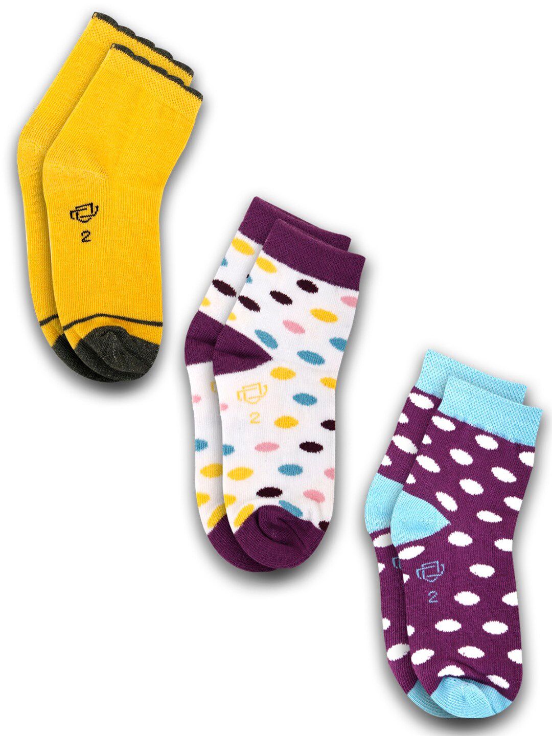 Dollar Socks Kids Pack Of 3 Assorted Ankle-Length Socks-picture-49