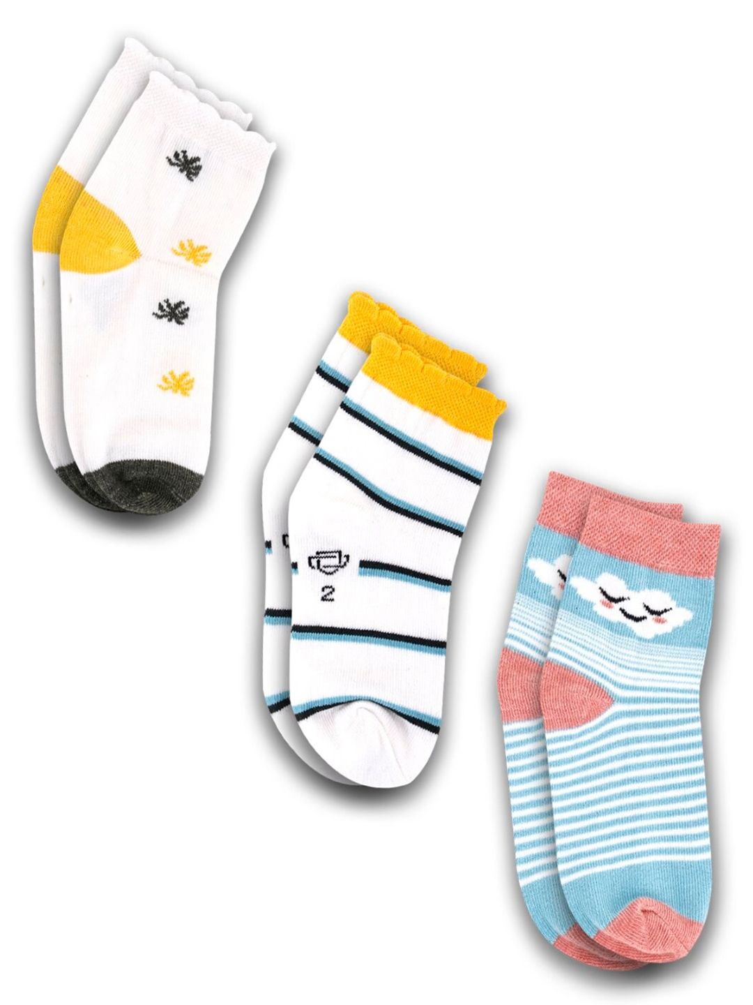 Dollar Socks Kids Pack Of 3 Assorted Ankle-Length Socks-picture-16