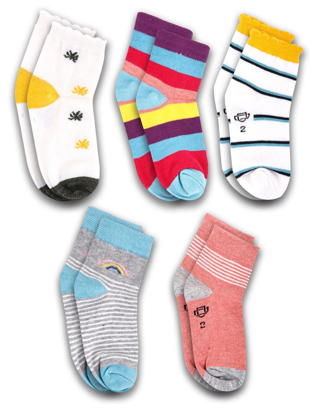 Dollar Socks Kids Pack Of 5 Assorted Ankle-Length Socks-picture-15
