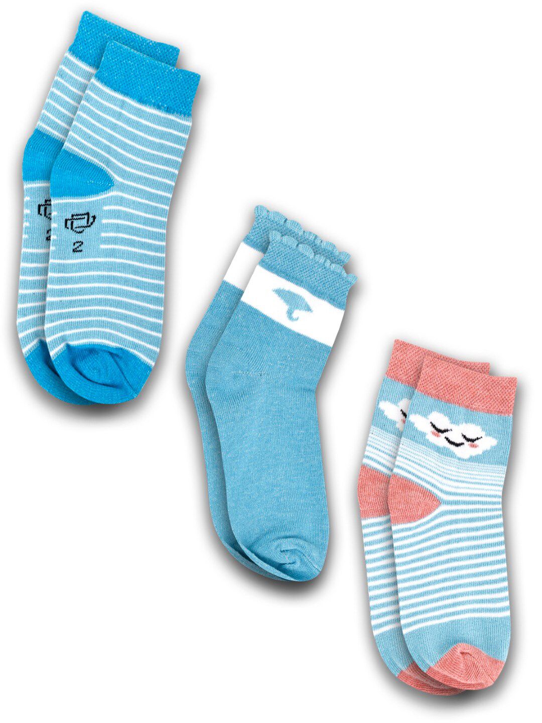Dollar Socks Kids Pack Of 3 Assorted Cotton Ankle Length Socks-picture-18