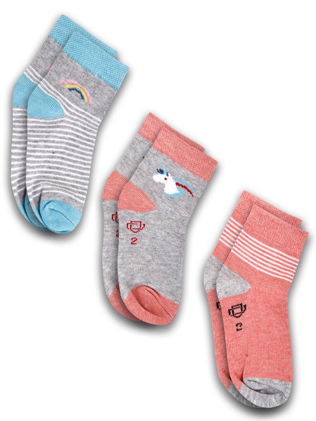 Dollar Socks Kids Pack Of 3 Assorted Ankle-Length Socks-picture-22