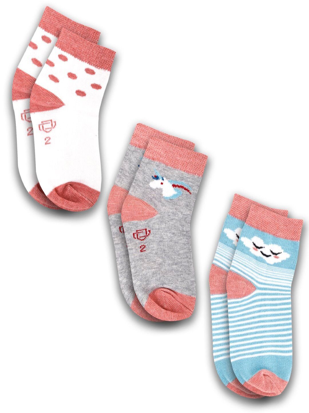 Dollar Socks Kids Pack Of 3 Assorted Patterned Cotton Ankle-Length Socks-picture-36