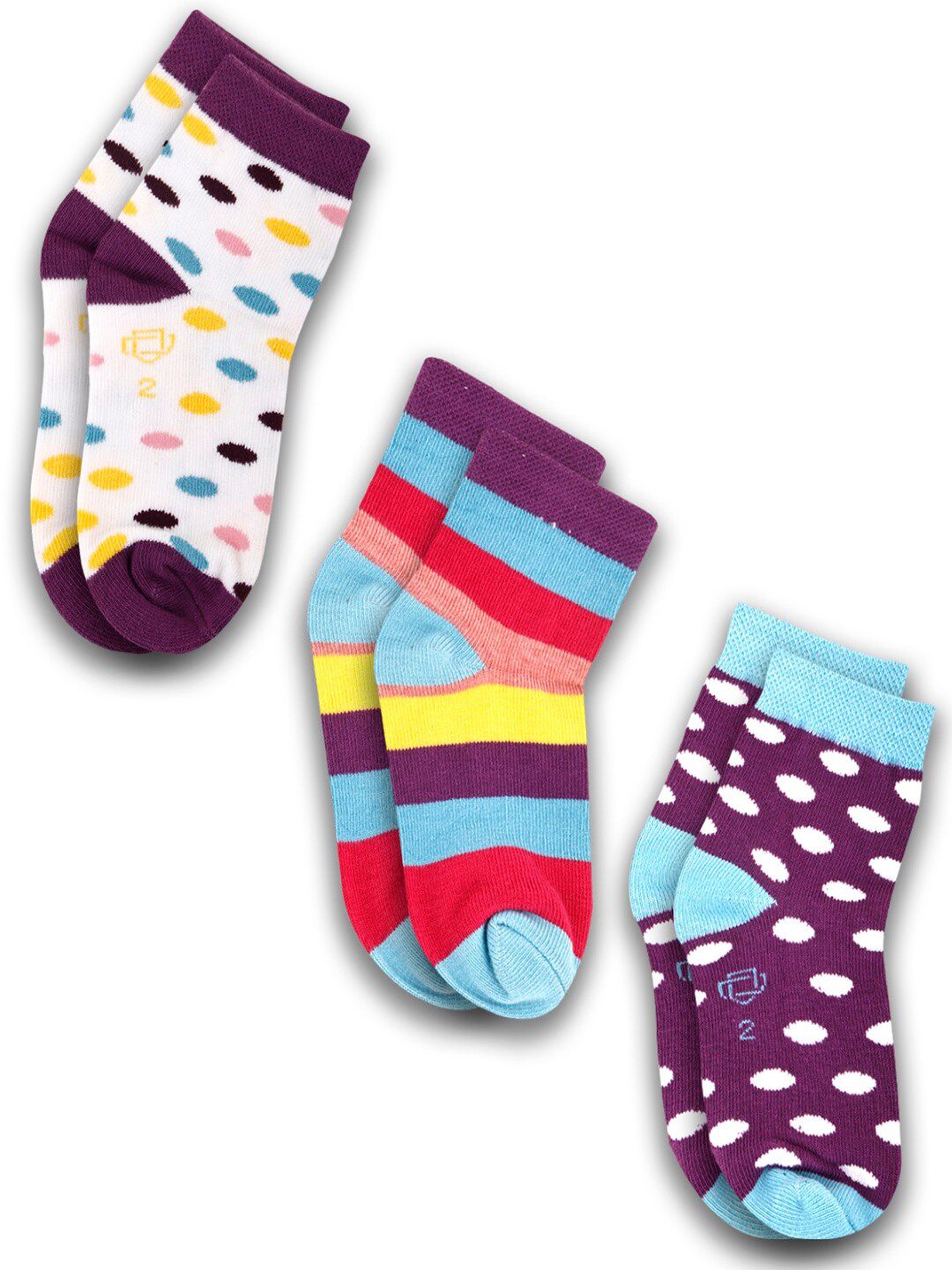 Dollar Socks Kids Pack Of 3 Assorted Cotton Ankle Length Socks-picture-19