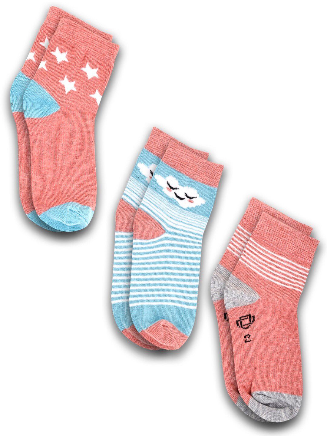 Dollar Socks Kids Pack Of 3 Assorted Ankle Length Socks-picture-15