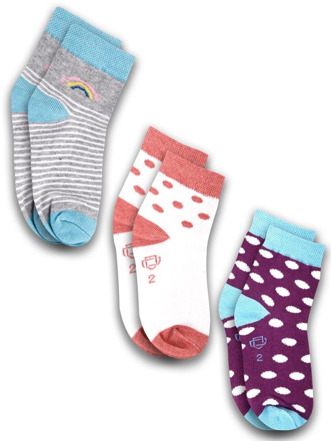 Dollar Socks Infant Kids Pack Of 3 Assorted Cotton  Ankle-Length Socks-picture-27