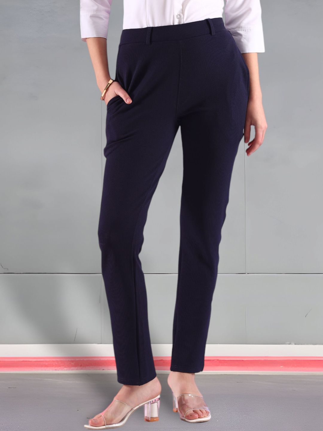 FITHUB Women Slim Fit High-Rise Trousers-picture-39