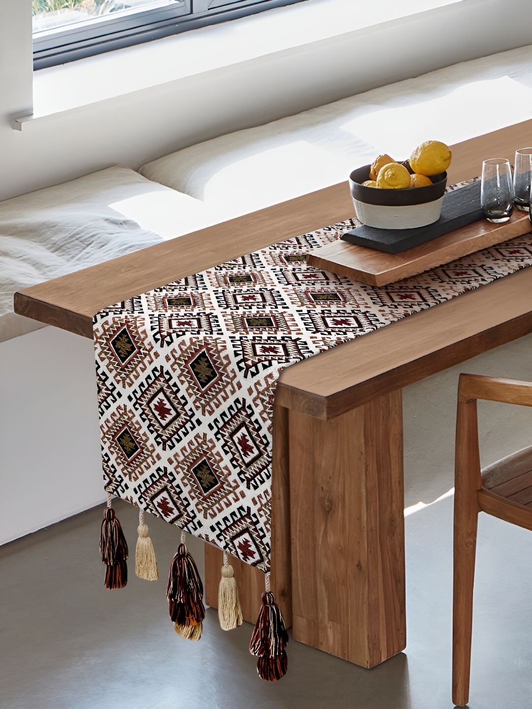 Mezposh Beige & Brown Geometric Printed Table Runners-image-34
