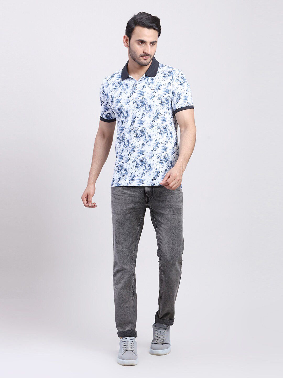 Buy Parx Men Floral Printed Polo Collar Pockets T Shirt - Tshirts for ...