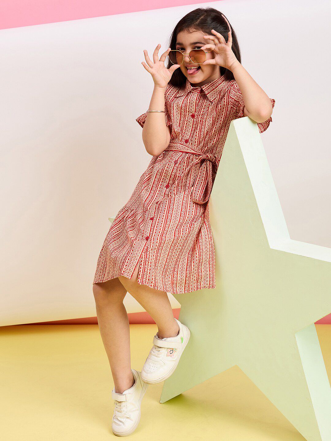 Stylo Bug Girls Tribal Print Shirt Dress-picture-33