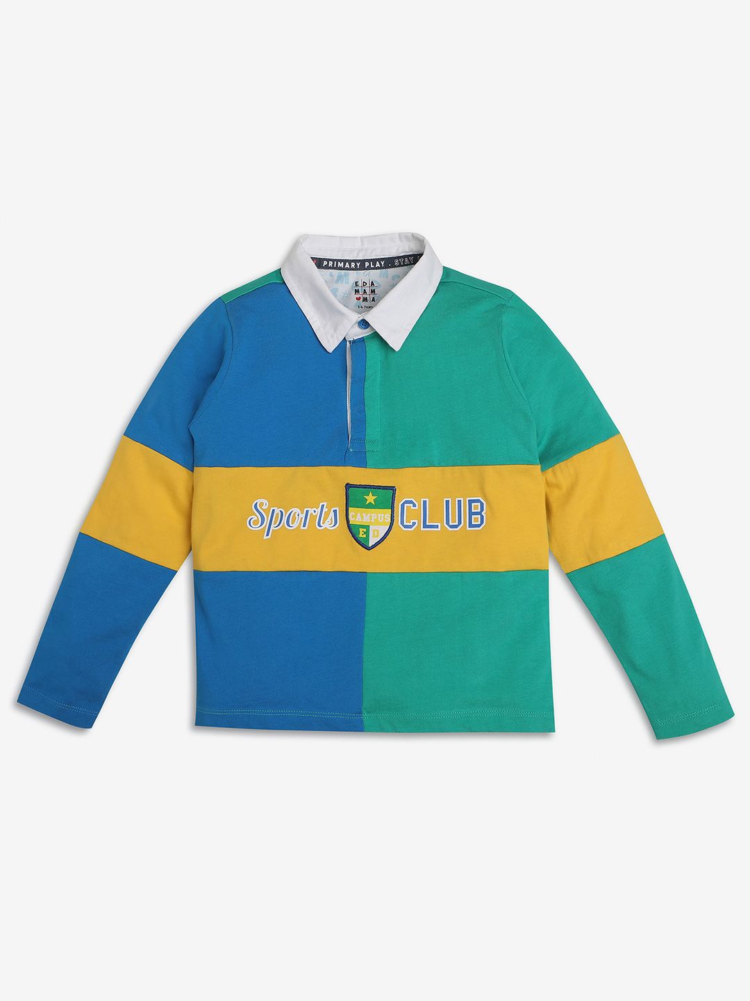 Ed-a-Mamma Boys Colourblocked Polo Collar Bio Finish Applique T-shirt-picture-38