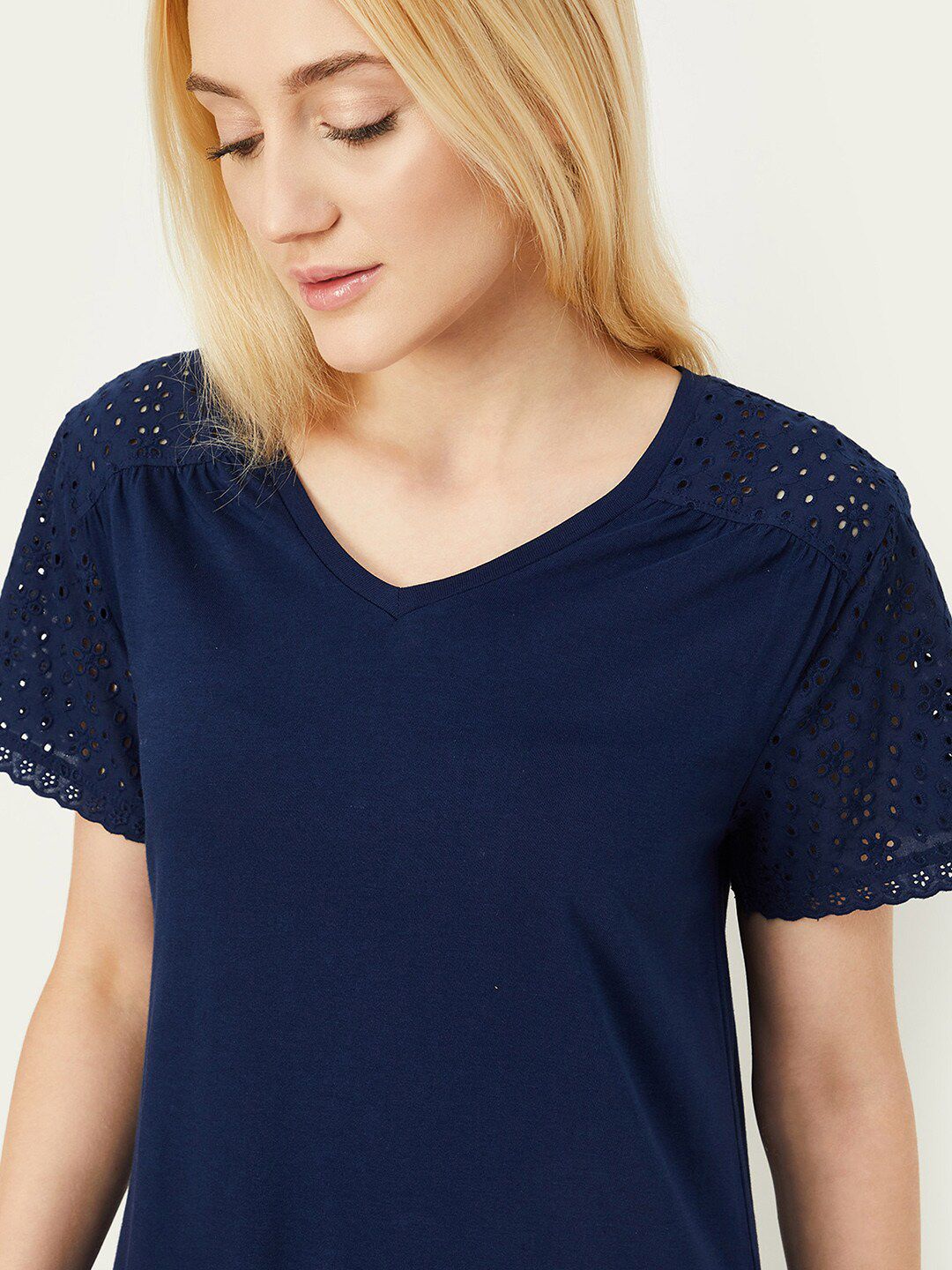 max V-Neck Pure Cotton T-Shirt Nightdress-image-43
