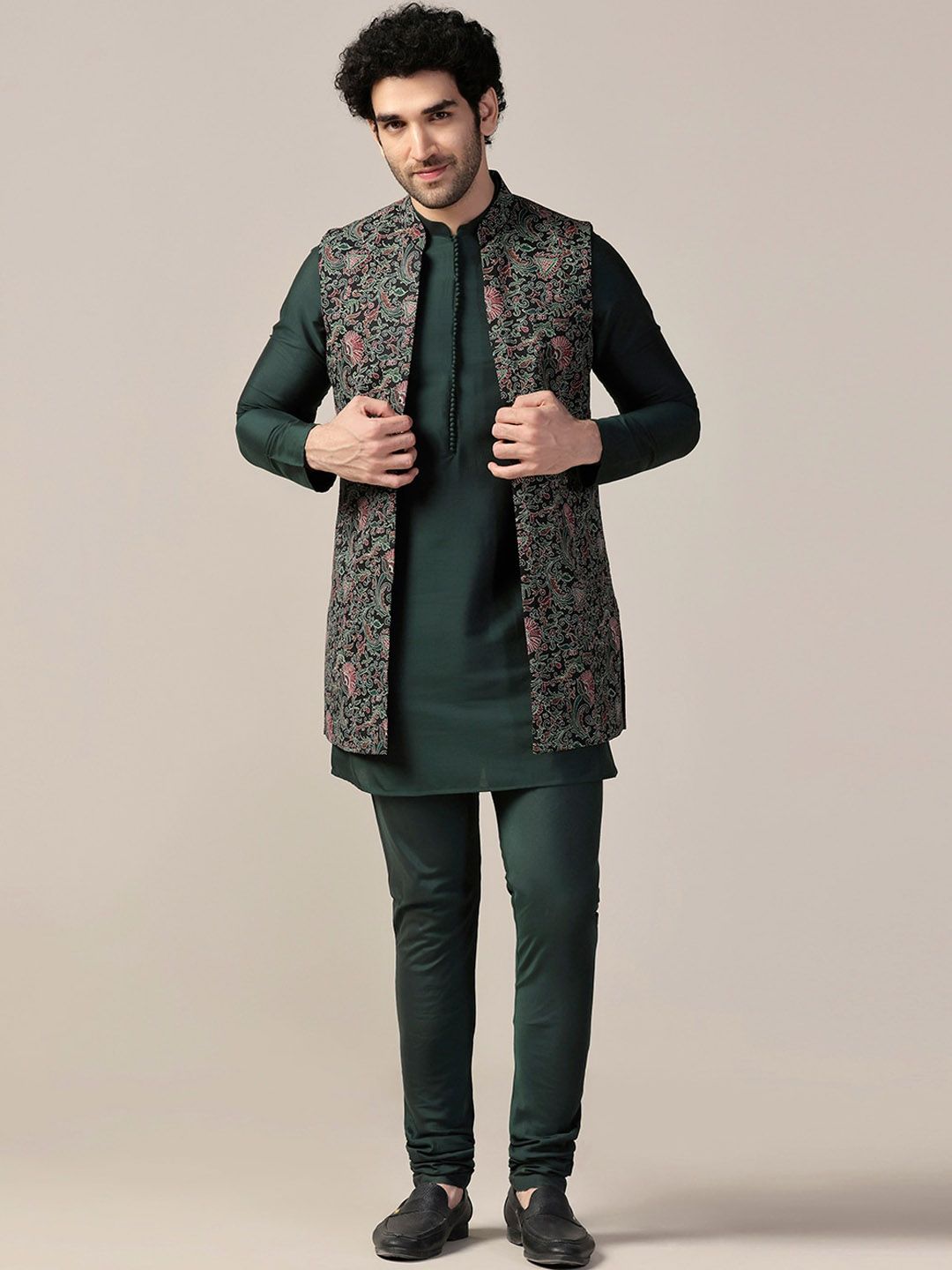 KISAH Regular Straight Kurta With Churidar & Jacket-picture-10