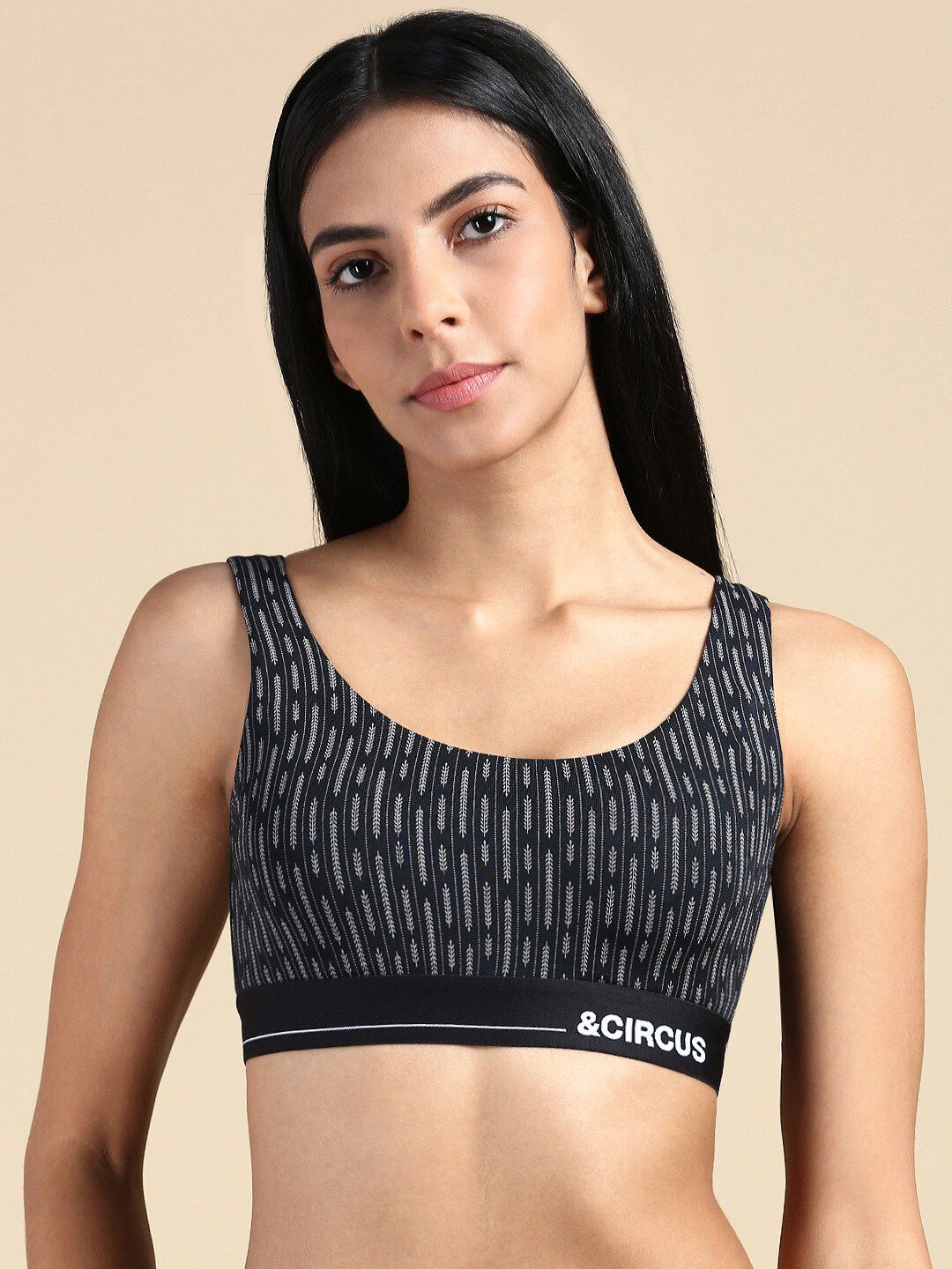 &CIRCUS Printed High Coverage Non-Padded Non Wired Moisture Wicking MicroModal Lounge Bra