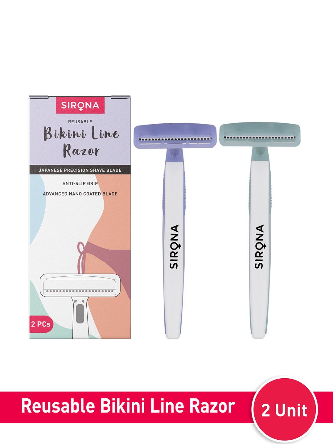Sirona Set Of 2 Reusable Bikini Hair Removal Razor-image-46