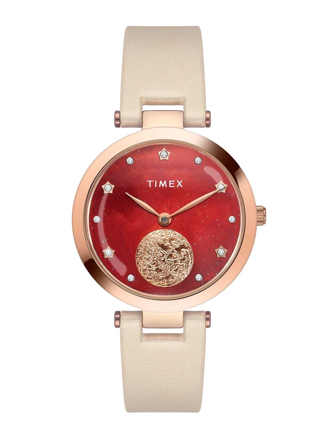 Timex Women Brass Embellished Dial & Leather Straps Analogue Watch TWEL19201-picture-35