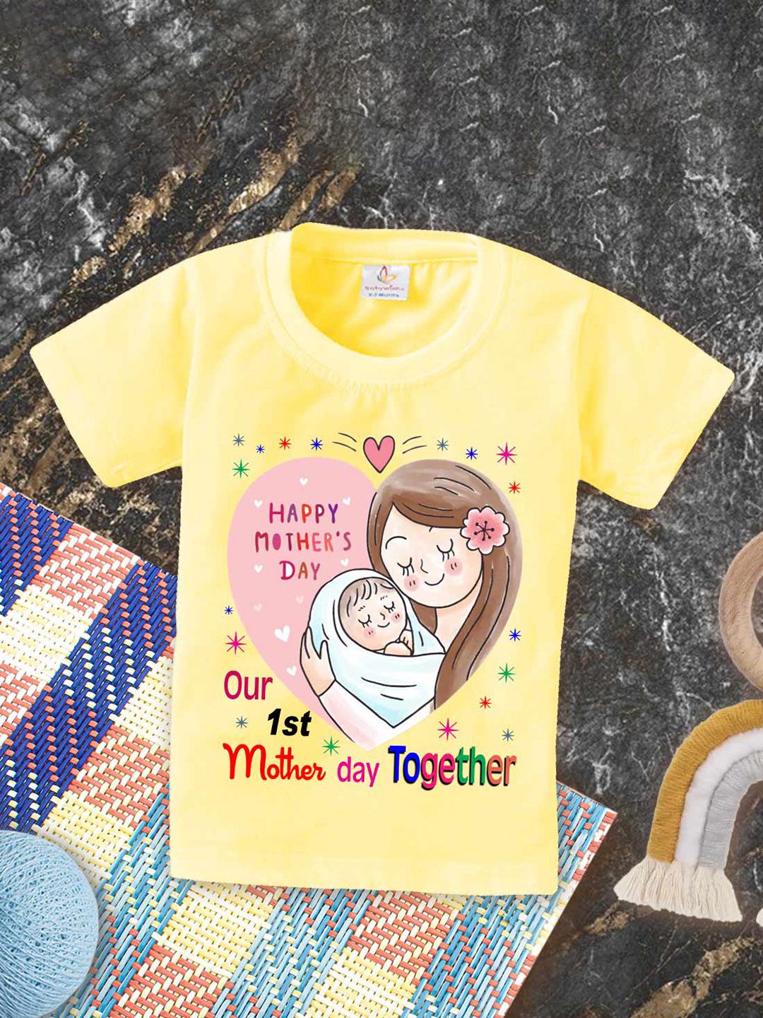 Babywish Kids Floral Printed Henley Neck Applique T-shirt-picture-47