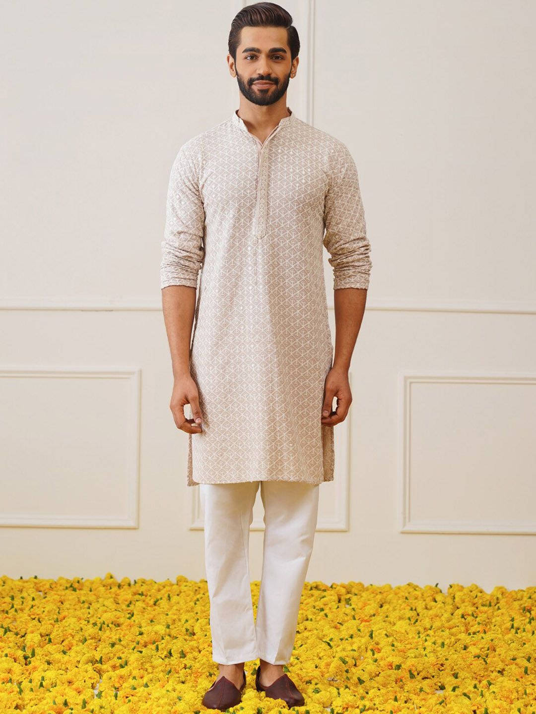 Jompers Embroidered Regular Thread Work Pure Cotton Kurta with Pyjamas-picture-19