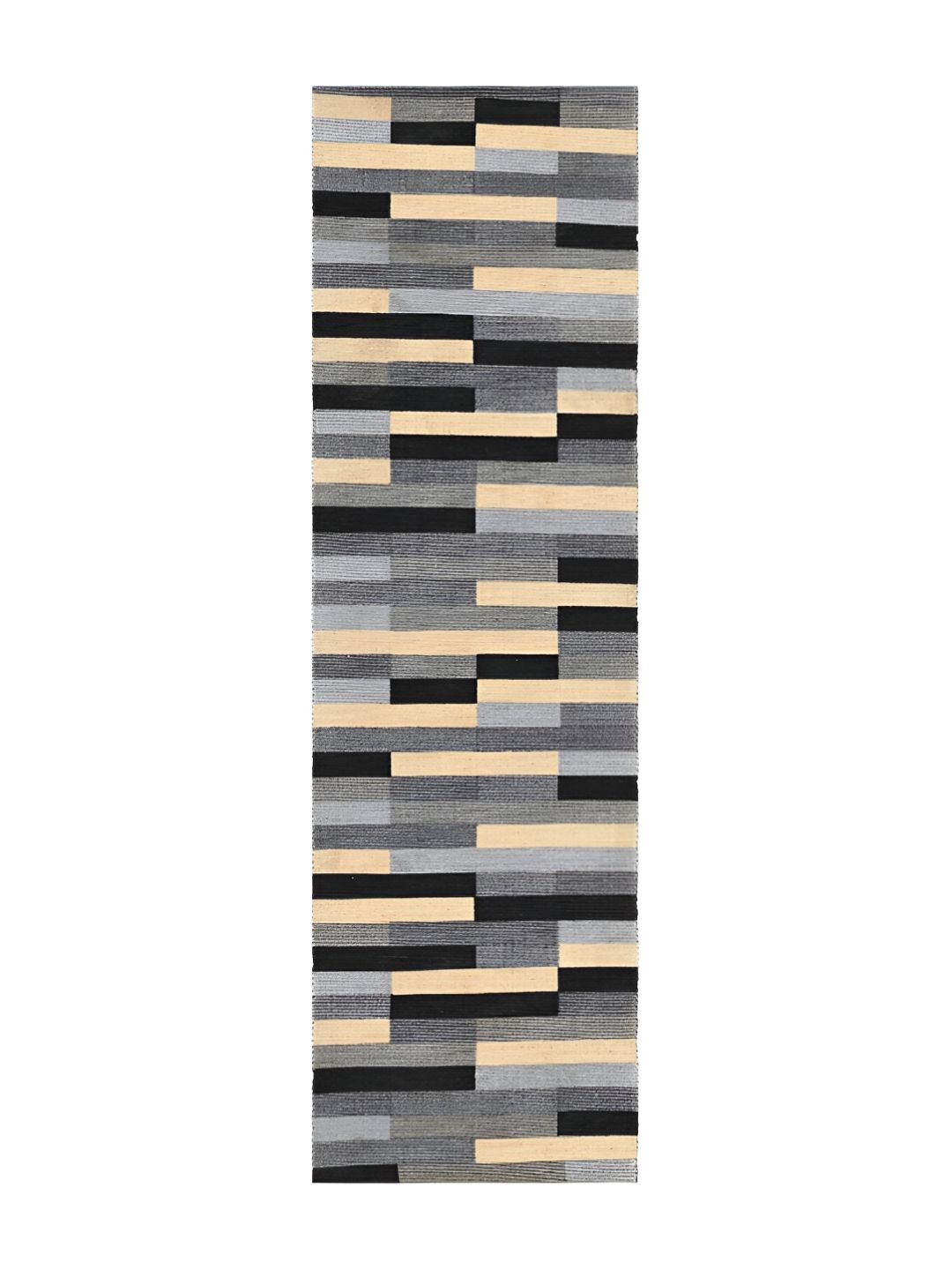 Saral Home LUCIER Black & Beige Geometric Printed Cotton Anti Skid Rectangle Floor Runner-picture-25