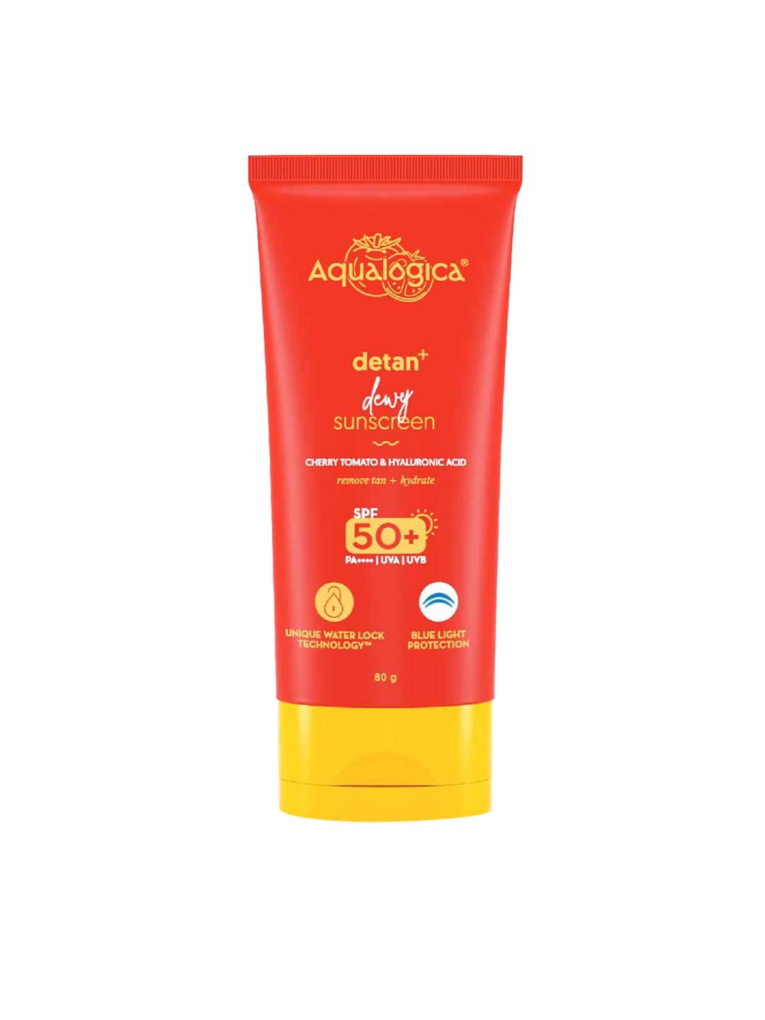 Aqualogica Detan+ Dewy Sunscreen SPF 50 PA++++ With Cherry Tomato & Hyaluronic Acid - 80g-image-36