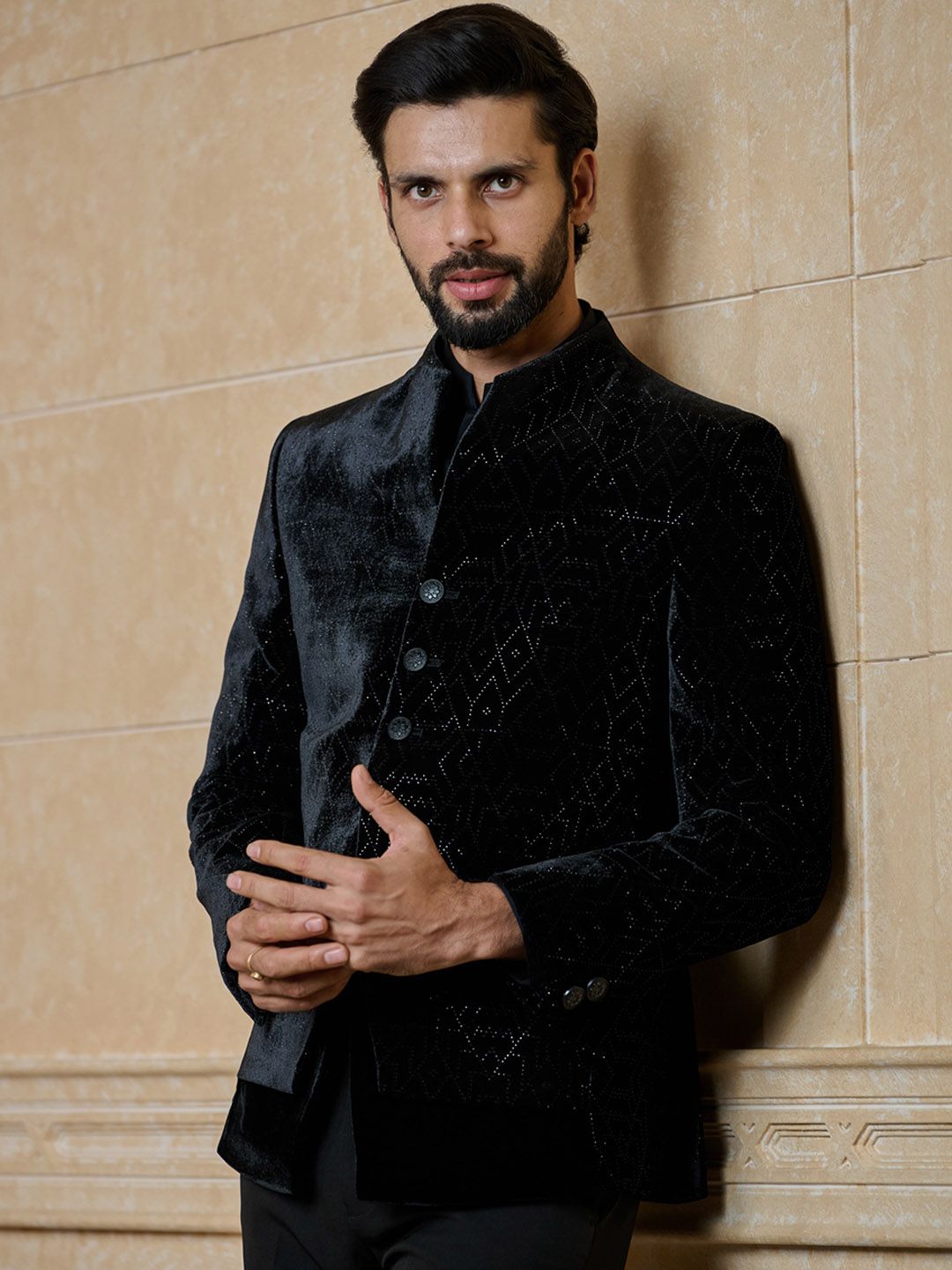 Tasva Embellished Bandhgala Blazer-image-28