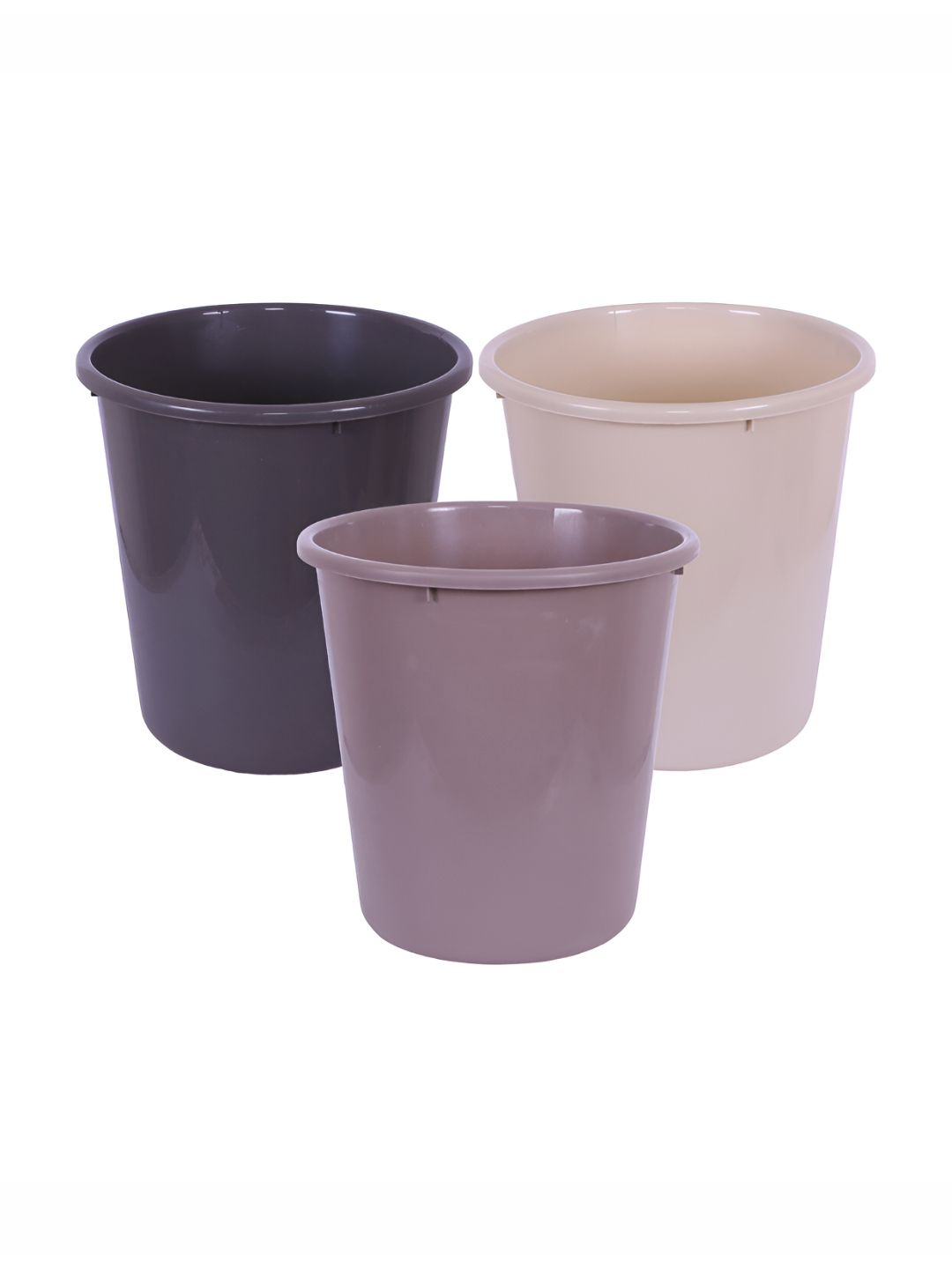 Kuber Industries Grey & Brown 3 Pieces Open Dustbins 7 L Each-picture-25