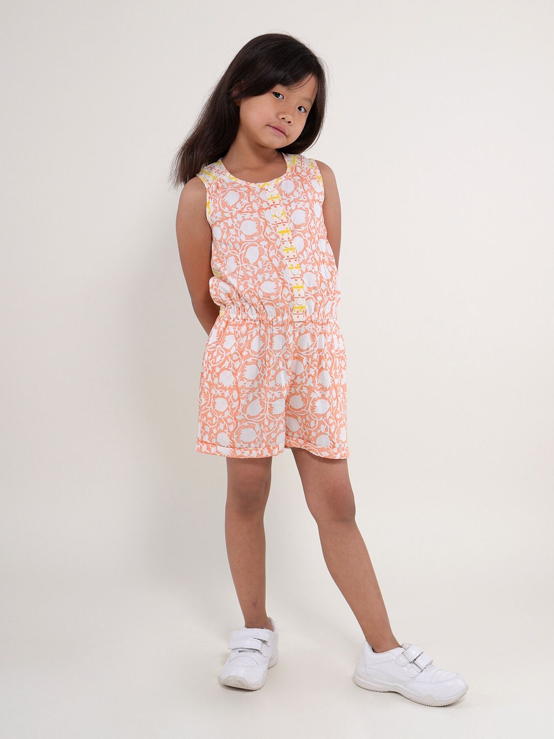 My Little Lambs Girls Printed Pure Cotton Playsuit-picture-45