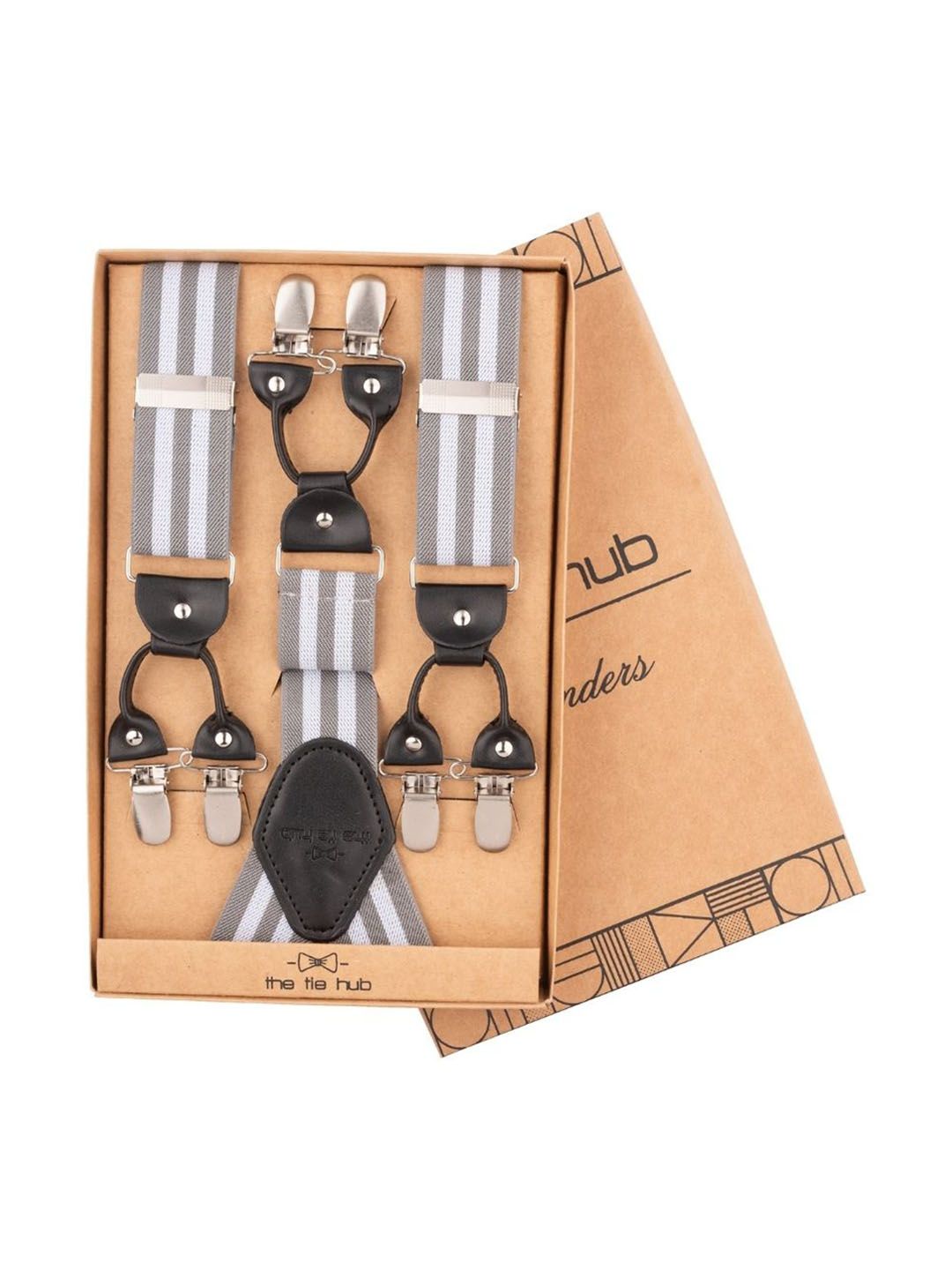 The Tie Hub Men Striped Y Back Clip On Suspender