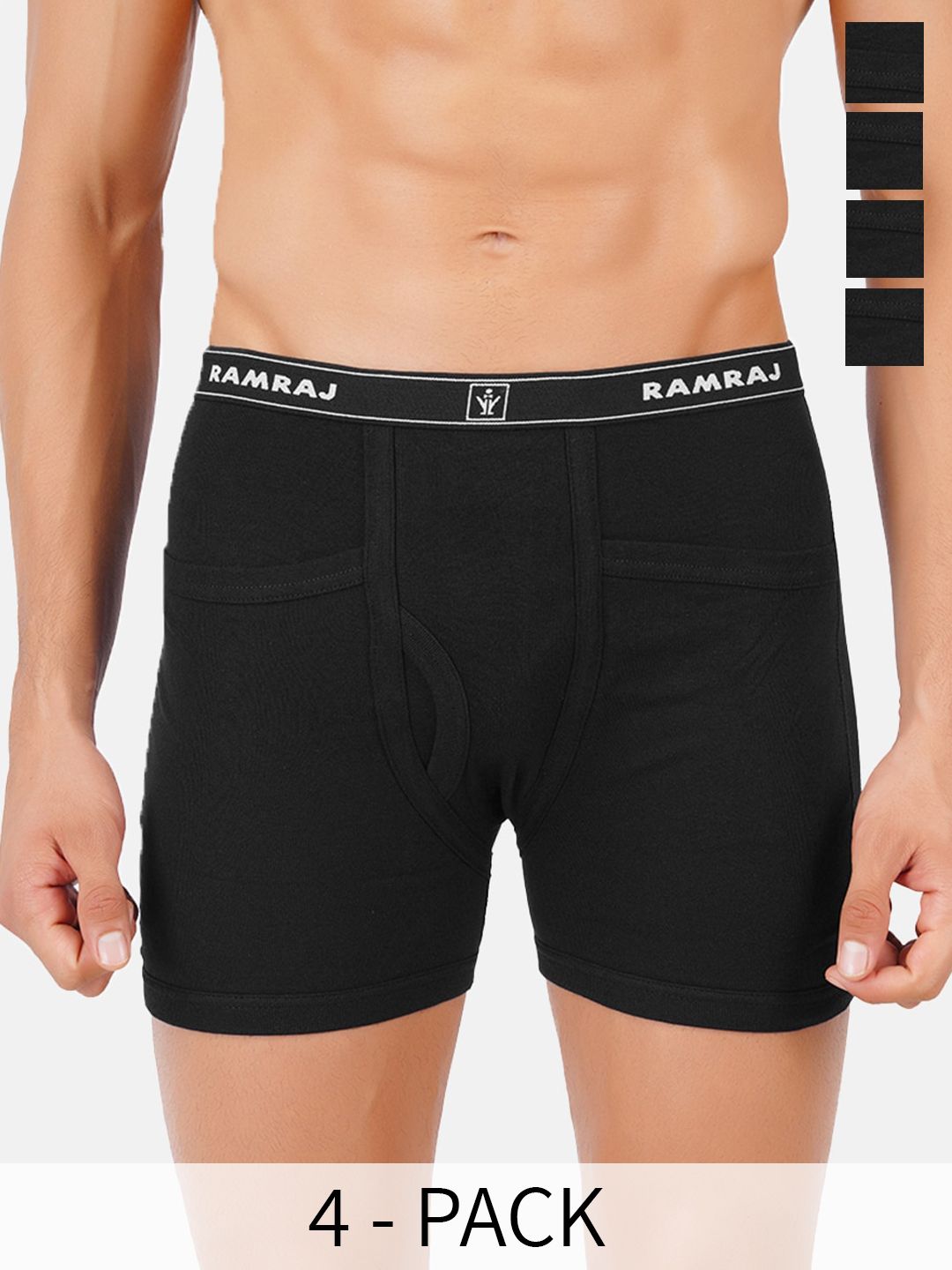 Ramraj Pack Of 4 Mid Rise Soft & Breathable Trunks TARGETPCTBLKT4P-picture-38