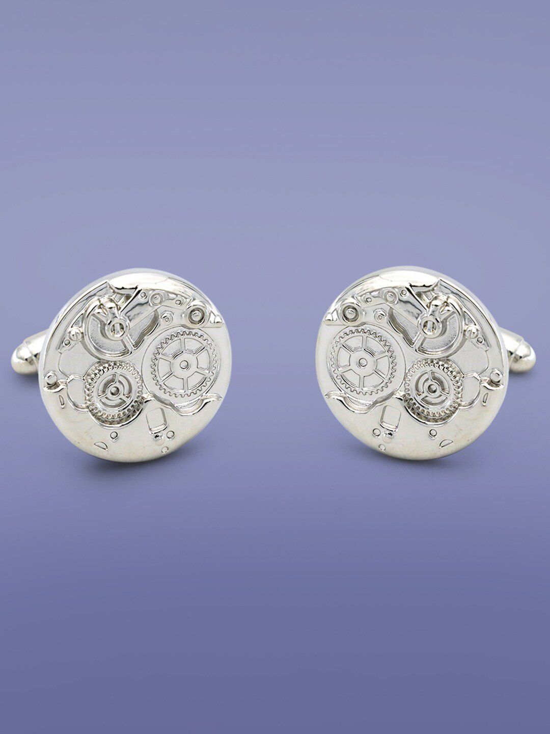 Peora Silver Plated Textured Round Shape Cufflink-picture-16