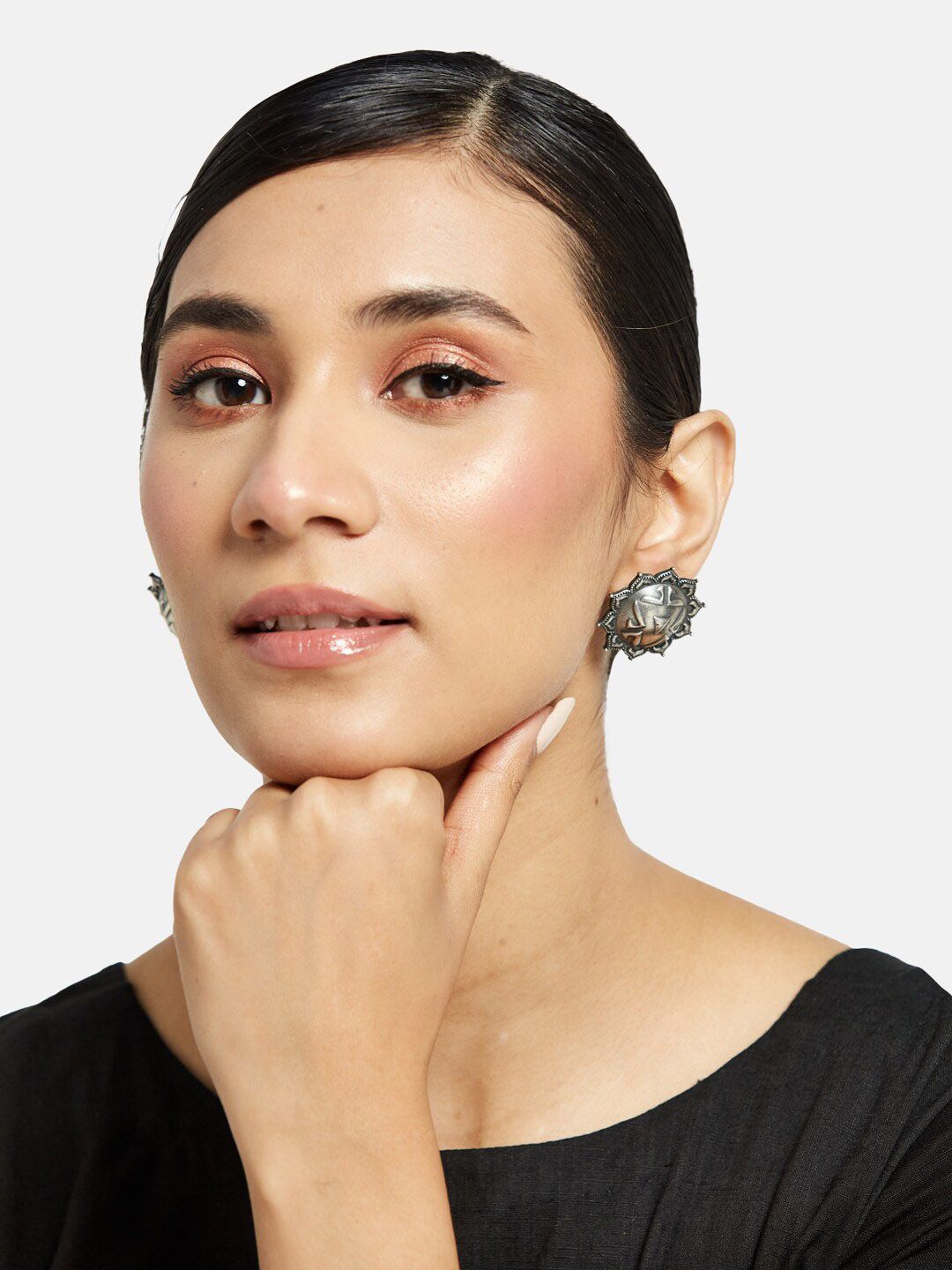ATIBELLE Set Of 3 German Silver Silver-Plated Contemporary Drop Earrings