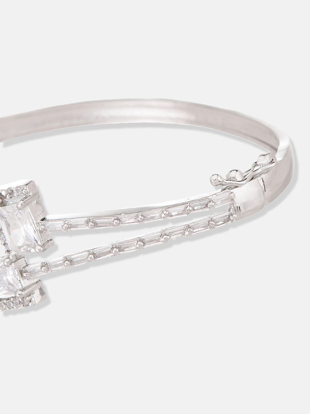 ATIBELLE Silver-Plated Cubic Zirconia Bangle-Style Bracelet