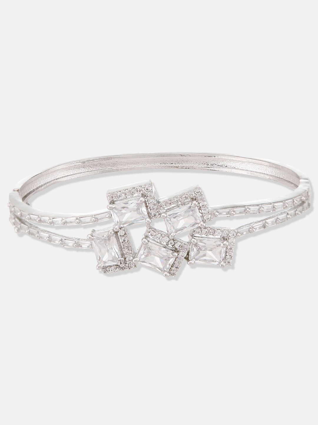 ATIBELLE Silver-Plated Cubic Zirconia Bangle-Style Bracelet