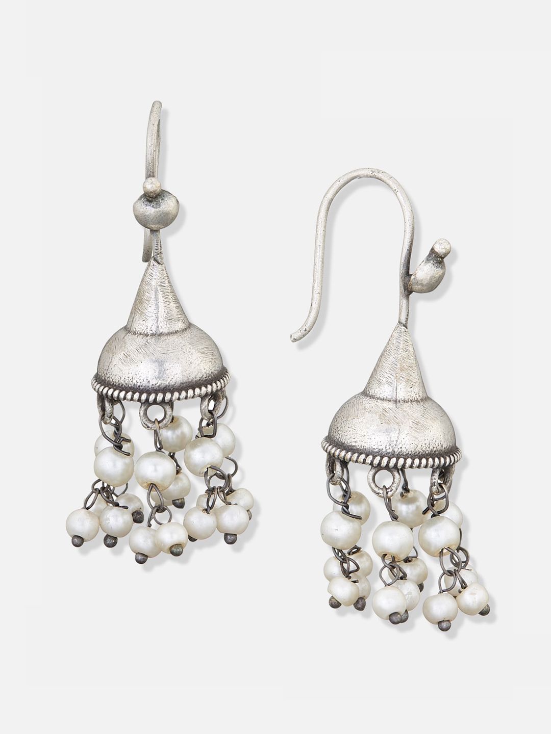 ATIBELLE Set Of 2 German Silver Plated Jhumkas & Studs Earrings