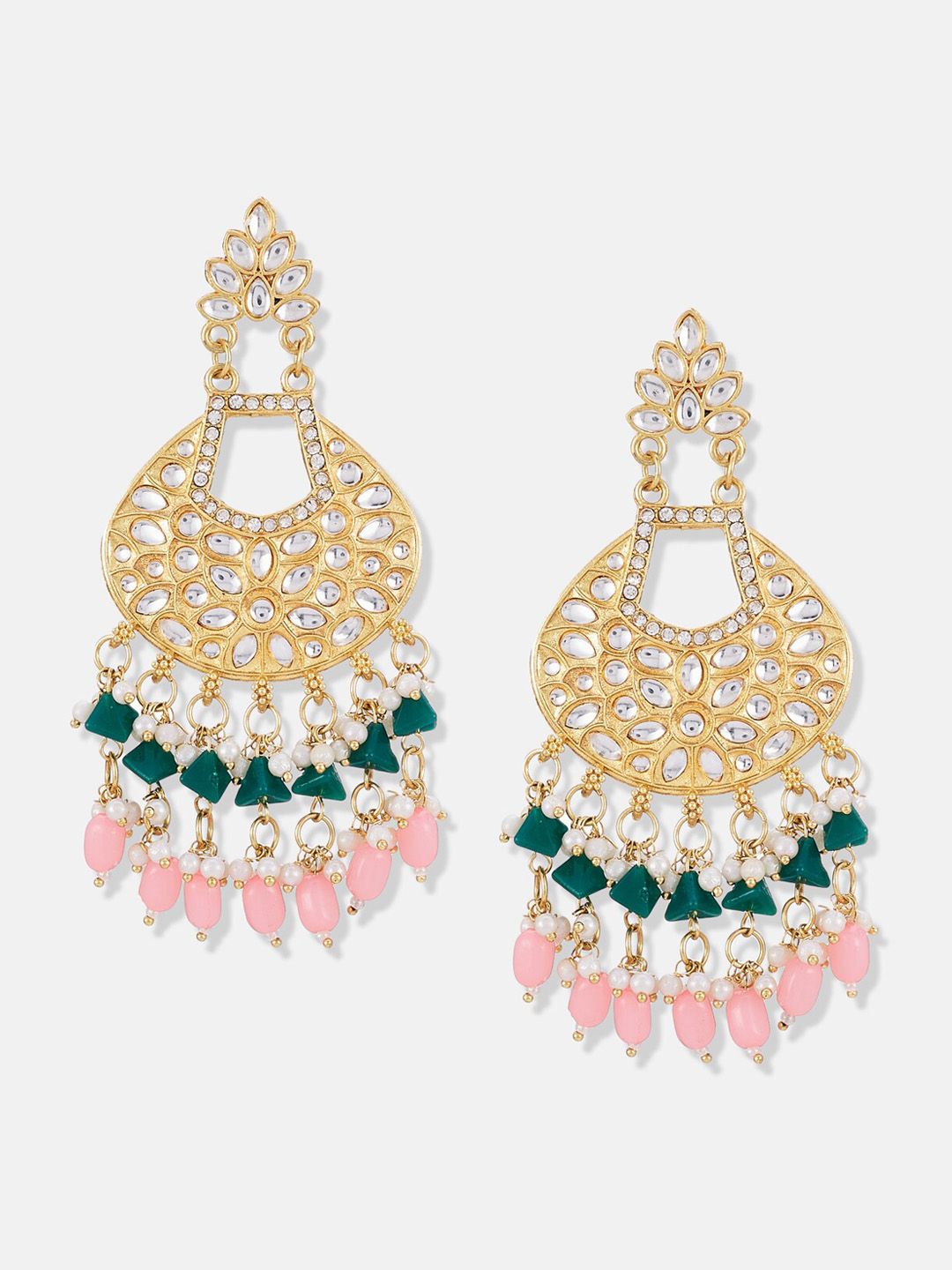ATIBELLE Gold-Plated Kundan-Studded & Beaded Jewellery Set