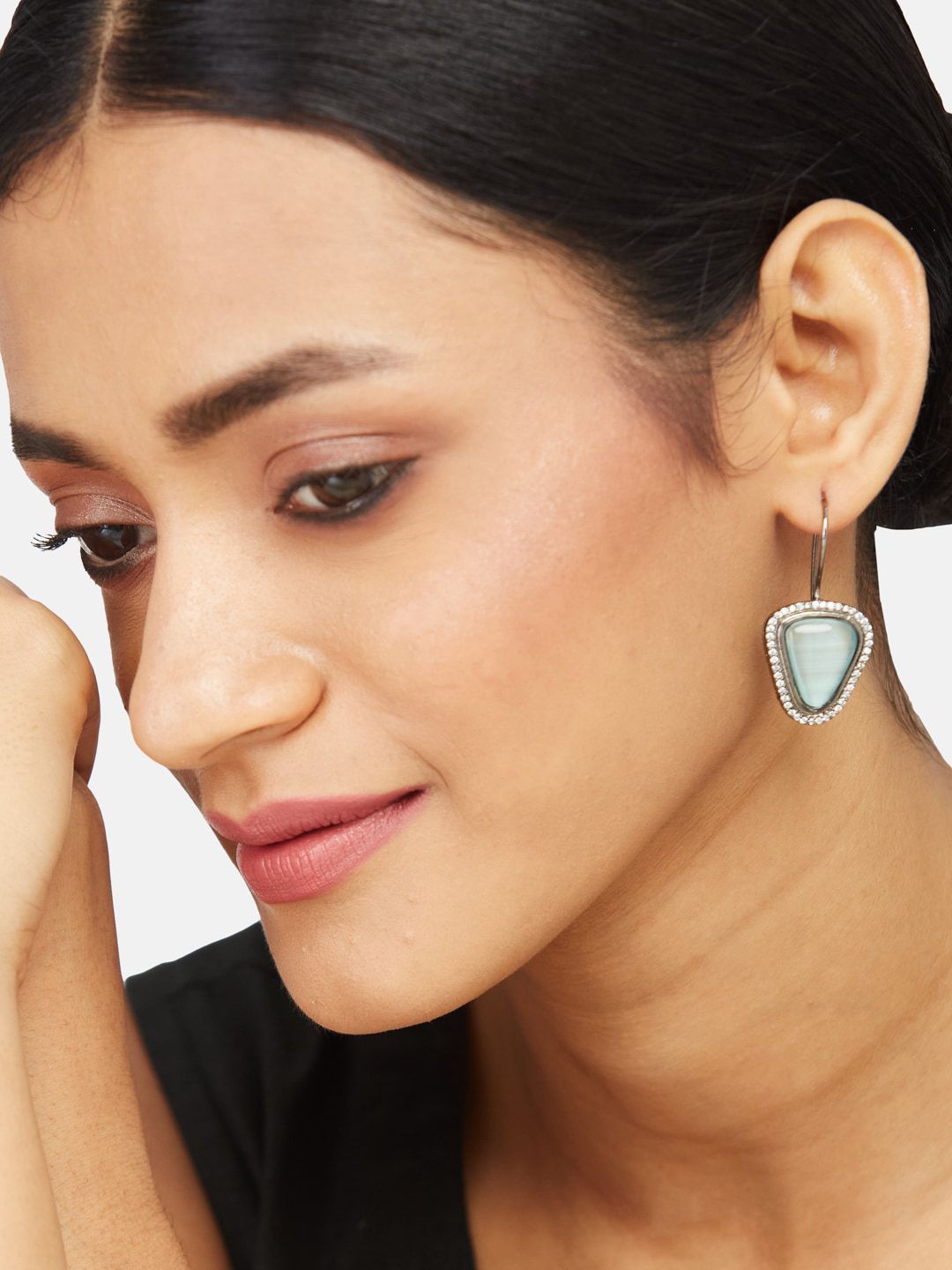 ATIBELLE Set Of 3 German Silver Silver-Plated Contemporary Drop Earrings