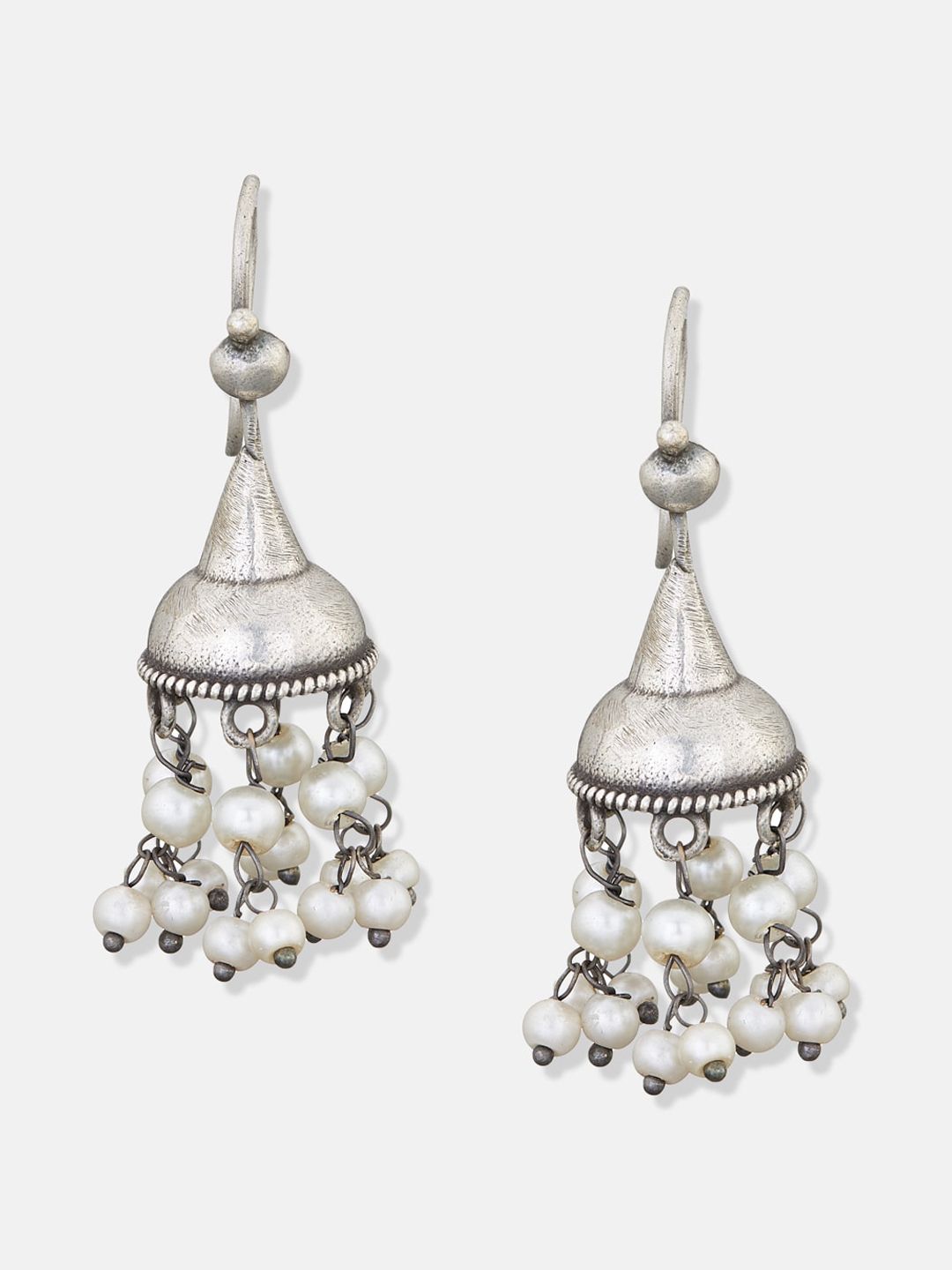 ATIBELLE Set Of 2 German Silver Plated Jhumkas & Drop Earrings