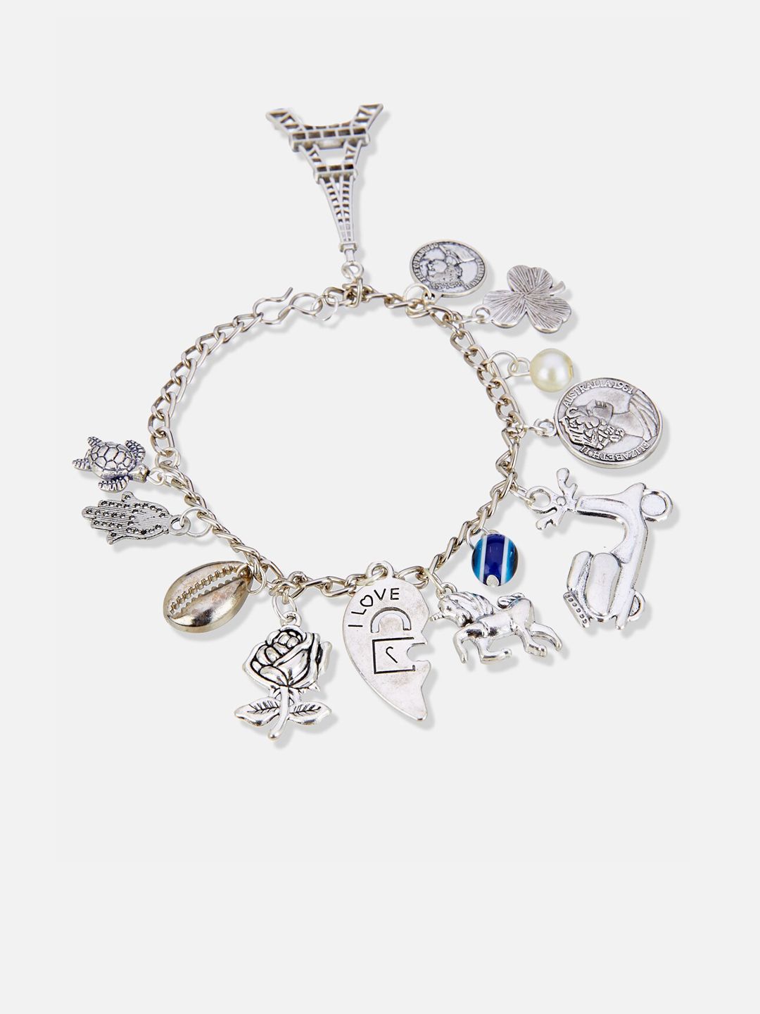 ATIBELLE Silver Plated Beaded Bracelet & Earrings Jewellery Set