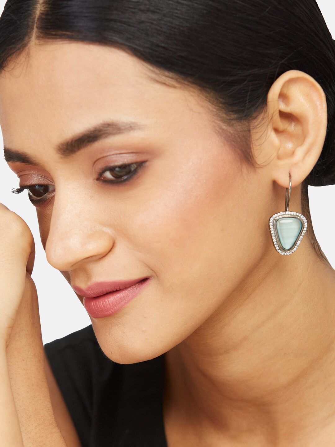 ATIBELLE Set Of 2 German Silver Silver-Plated Contemporary Drop Earrings