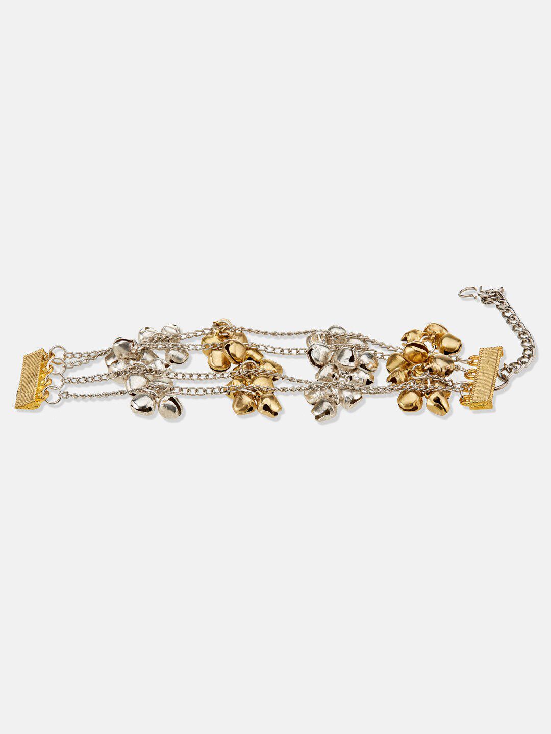 ATIBELLE German Silver Silver-Plated Ghunghroo Multistrand Bracelet