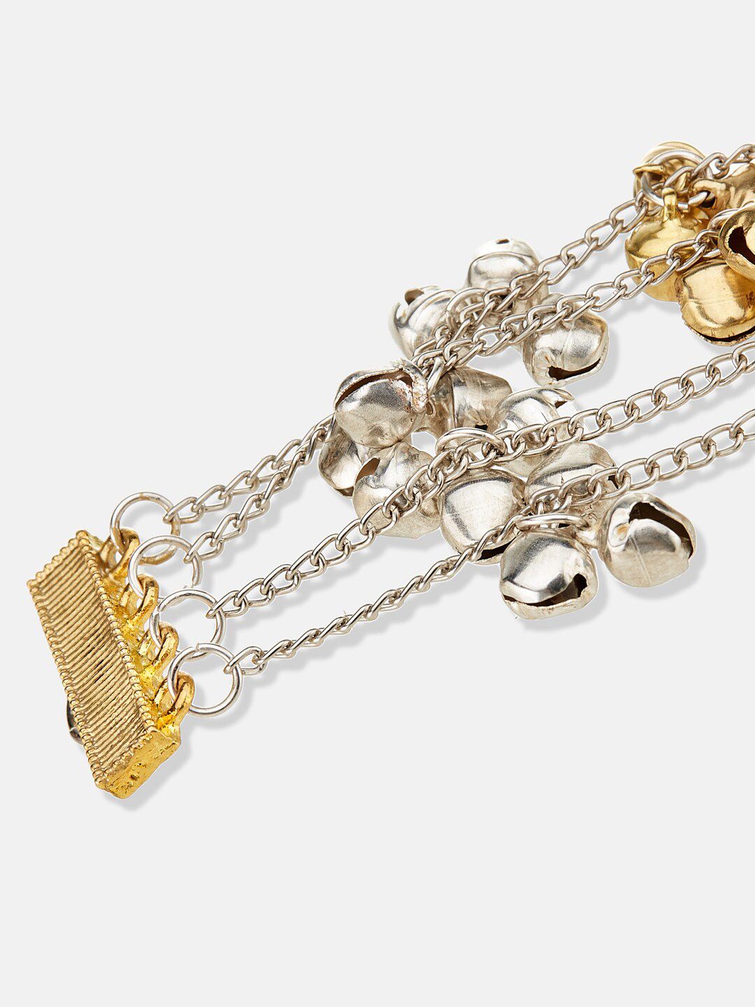 ATIBELLE German Silver Silver-Plated Ghunghroo Multistrand Bracelet