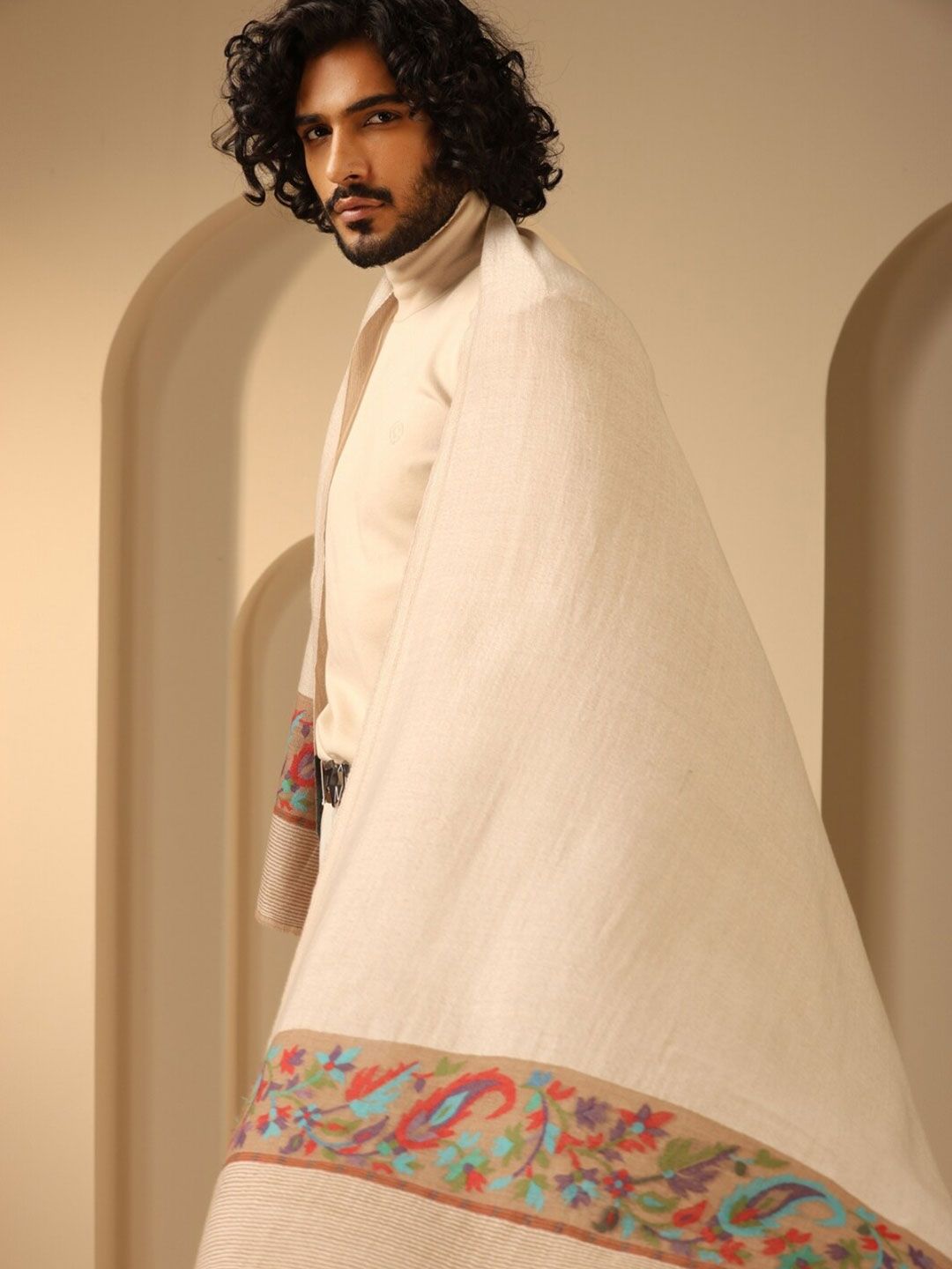 DUSALA INDIA Men Chandra Ethnic Motifs Woven Design Cashmere Woolen Stole-picture-24