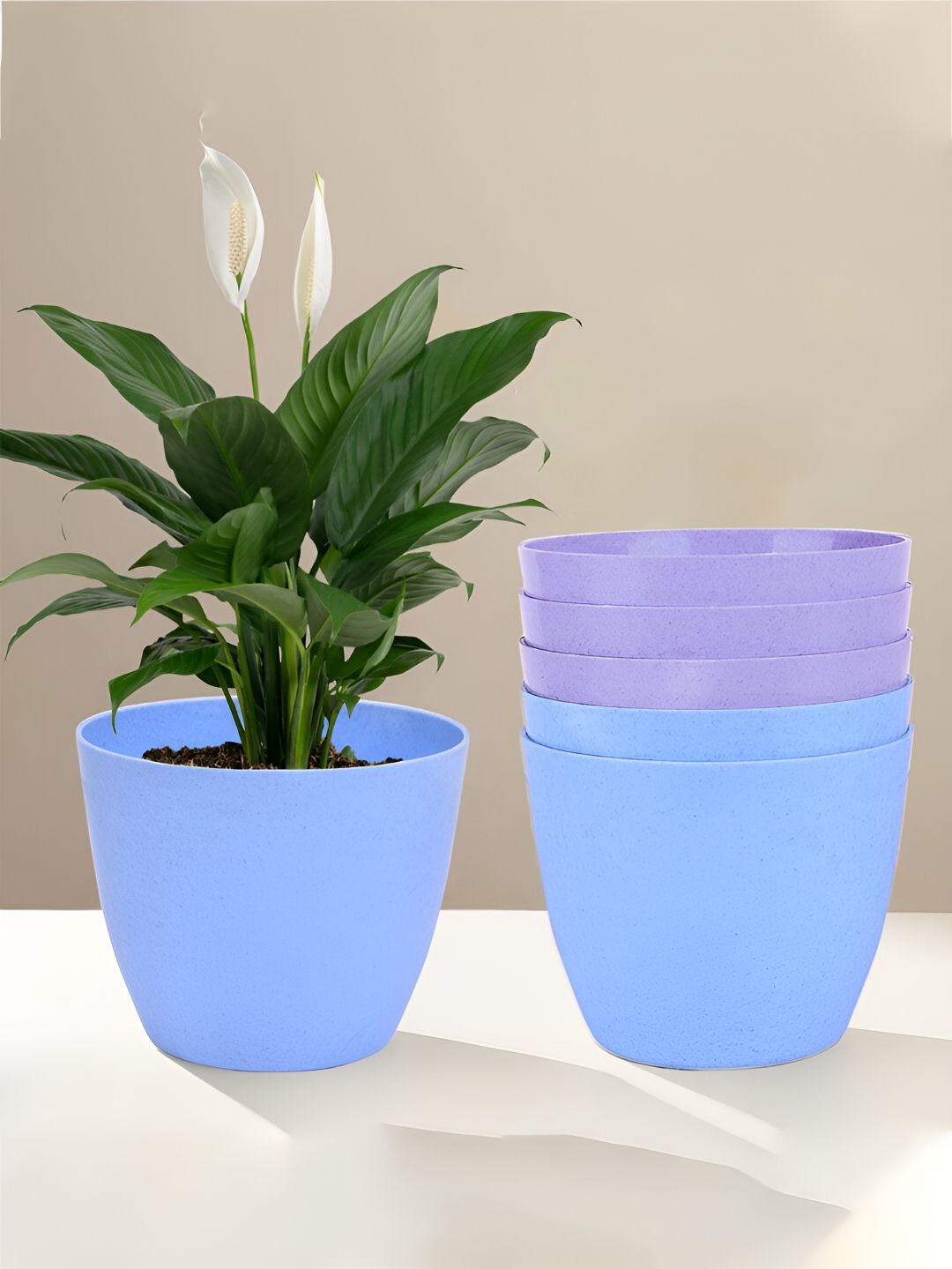 Kuber Industries Blue & Purple 6 Pieces Lightweight Planters-picture-39