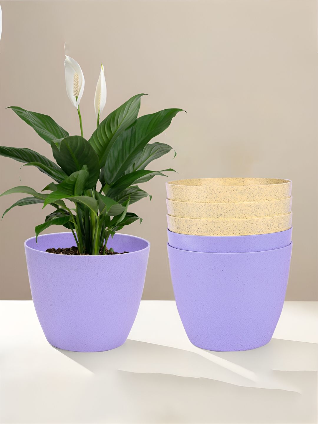 Kuber Industries Purple & Beige 6 Pieces Lightweight Planters-picture-31