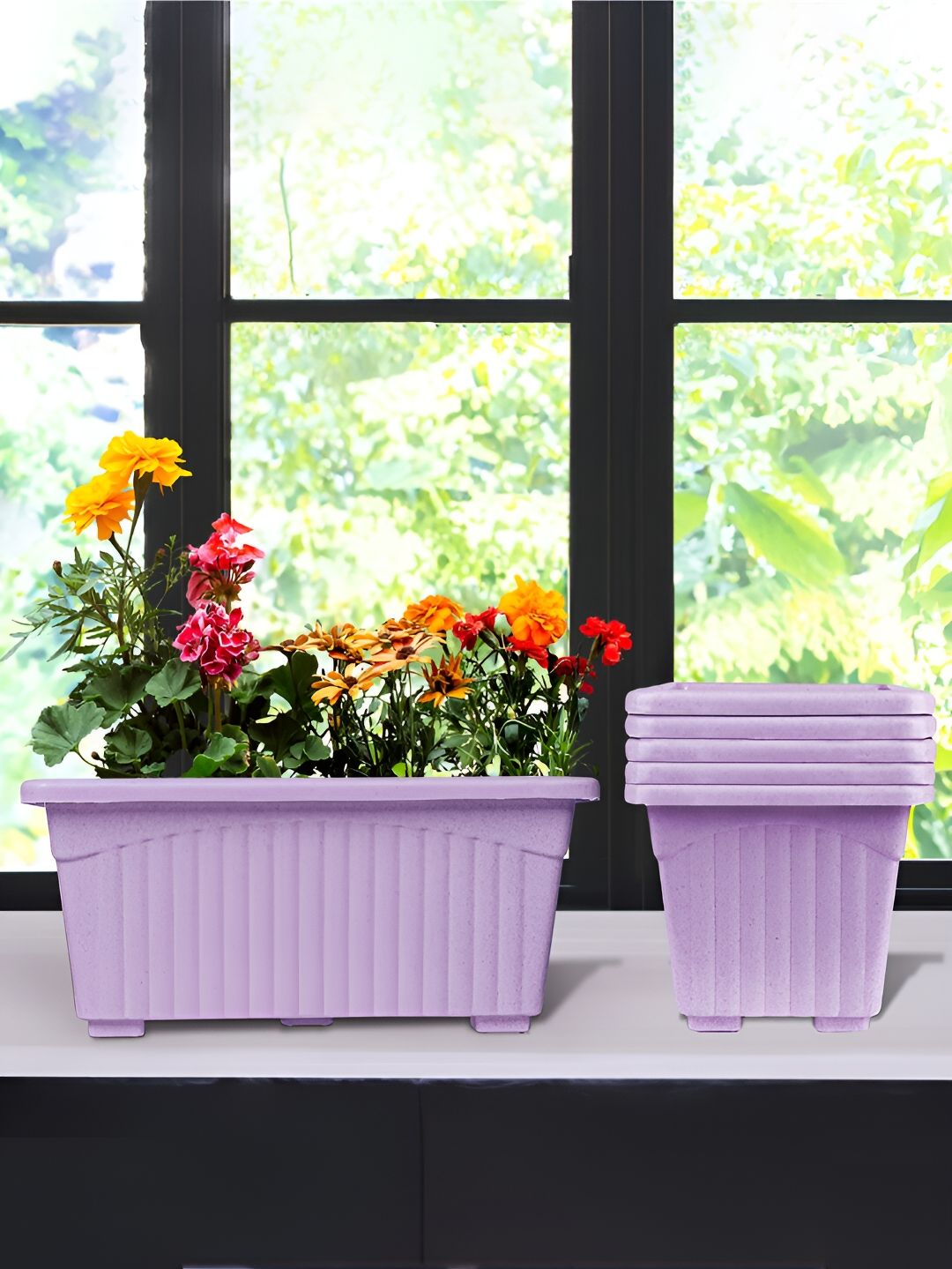 Kuber Industries Purple 6 Pieces Textured Lightweight Planters-picture-25