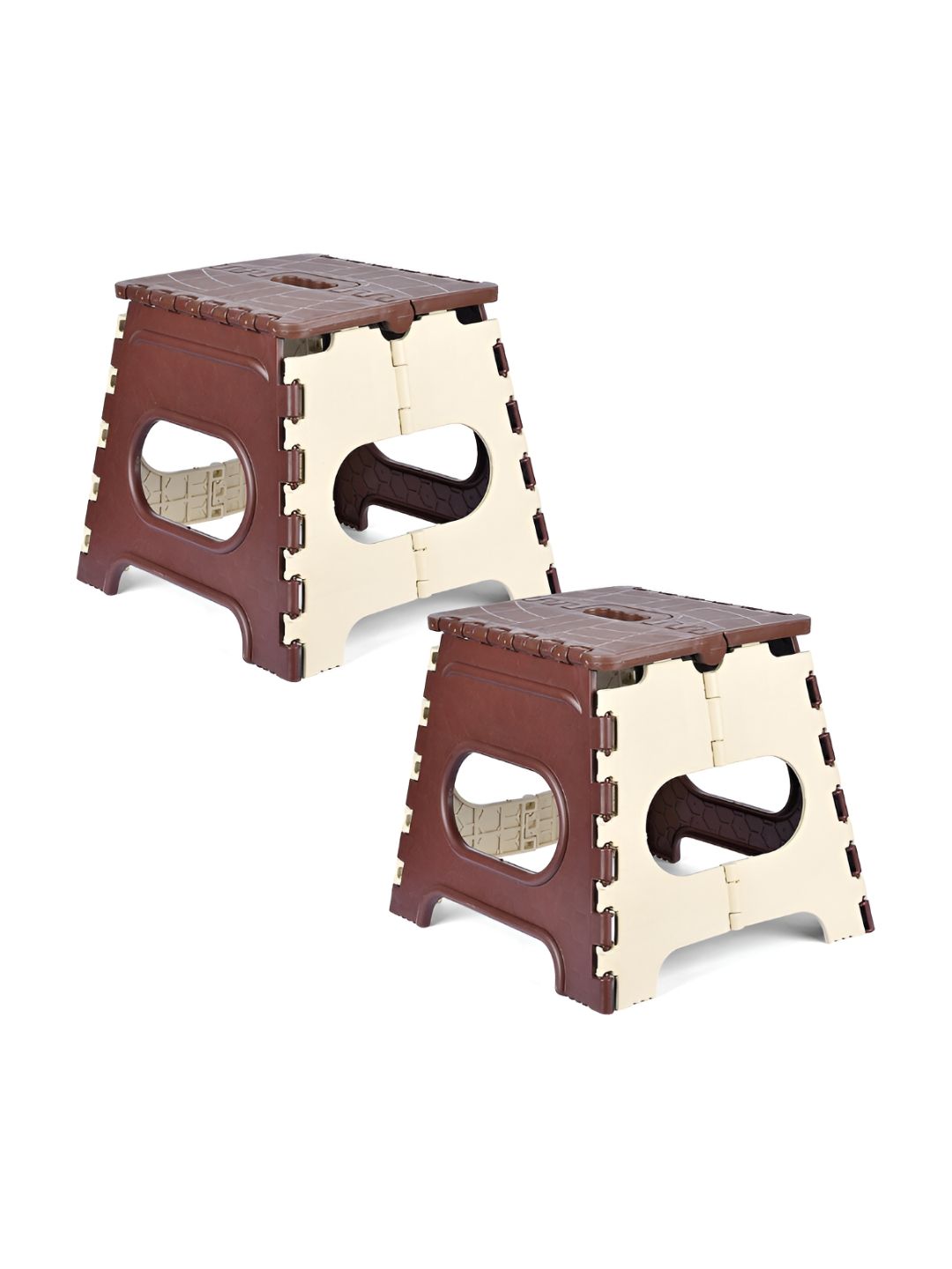 Kuber Industries Cream-Coloured & Brown 2 pieces Collapsible Stool Outdoor-picture-16