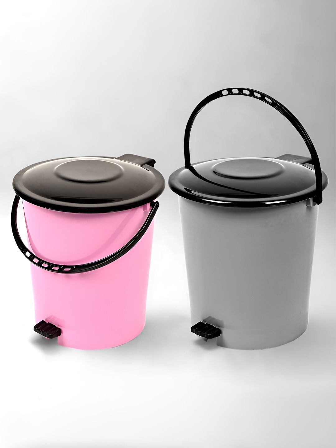 Kuber Industries Grey & Pink 2 Pieces Pedal Dust Bins 10 L-picture-28